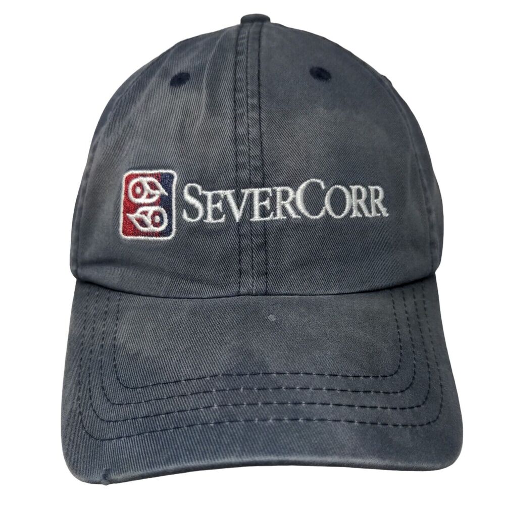 SeverCorr Strapback Hat Blue OSFM Adjustable Embroidered 6 Panel Cotton